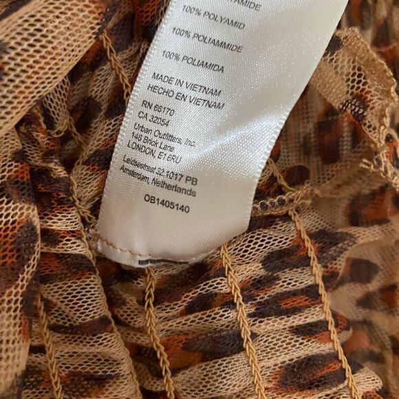 Free People Hello There Mesh Smocked Top Leopard Size Small - Picture 11 of 12